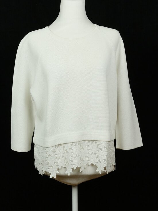 J. Crew Sweaters - J. Crew Lace Hem Sweater White Size M Boho Casual Top